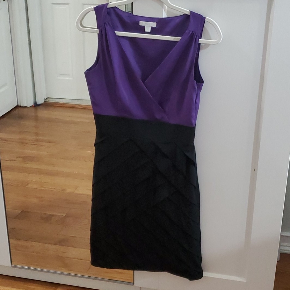 Purple and black  dress.